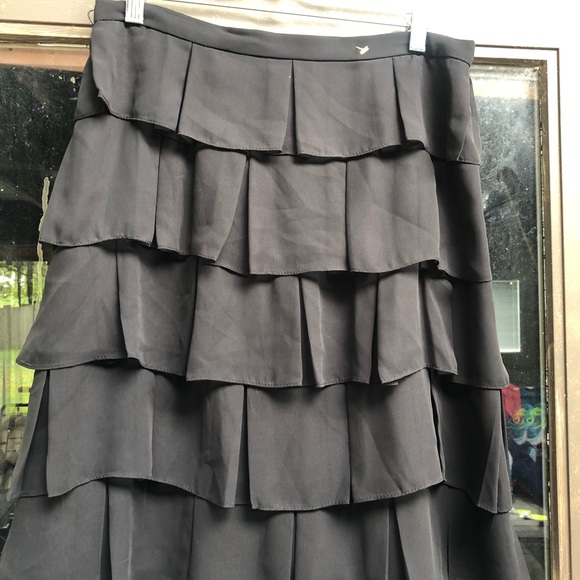 Chettab Evening Black Ruffle Midi Skirt Size 10 - Picture 8 of 11